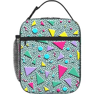Green 80s 90s Neon Retro Insulated Lunch Bag for Women & Men, Reusable Leak-Proof Lunch Box with Cooler Compartment, Lunch Tote for Adults Work Travel Picnic Durable & Washable