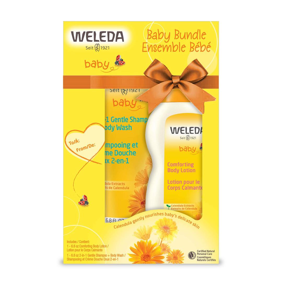 Weleda Baby Calendula Body Lotion and Shampoo-Body Wash Bundle, 6.8 Fluid Ounce (Pack of 2), Plant Rich Baby Care with Calendula and Sweet Almond Oil EXP 12/2027