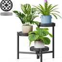 Metal Plant Stand Indoor Outdoor, 3 Tier Corner Tall Plant Shelf for Multiple Plants, Tiered Plant Stand, Heavy Duty Flower Plant Holder, Folding Tall Rack for Garden Patio Lawn Balcony - BlackWave