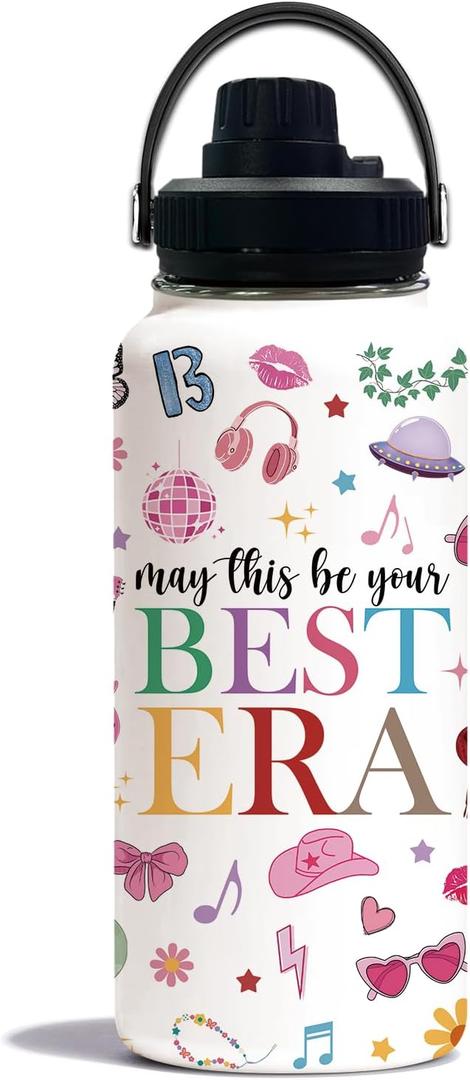May This Be Your Best Era Themed Gifts Water Bottle 32oz, Music Lovers Gifts for Women Friendship Tumbler, Mother's Day Birthday Graduation Gift for Mom Sisters Girls Nurse