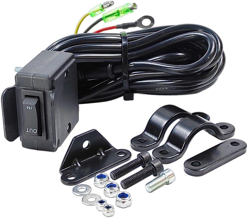 12V Toggle Winch Rocker Thumb Switch with Handlebar Control Line Mounting Bracket Kit Winch Switch for ATV UTV | Fits for Polaris Sportsman RZR Warn Badlands Arctic Cat Champion KFI Ramsey Master Lock