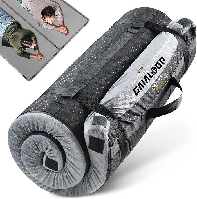 3 Inch GAIALOOP Thick Memory Foam Camping Mattress Sleeping Pad [Car/Tent/Cot] Glamping Portable Floor Mat Roll Up Futon Mattress for Guests Sleepover 