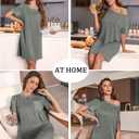 Ekouaer Nightgowns for Women Ribbed Viscose Sleep Shirts T-shirt Sleep Dress Short Sleeve Night Shirt with Chest Pocket S-2XL (Gray, M)