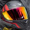 VCOROS Motorcycle Full Face Helmet for Unisex-Adults DOT Approved WS-609 Motorbike Street Bike Racing Helmets, Matte Red Lines, Small