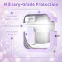 Cases for Cute Airpods 4 Case Cover Women, Clear Airpod 4 Case Lock iPods 4 Cases Hard Protective Air Pods iPods 4th Generation Cas with Bling Keychain for Apple Airpods 4 Gen 2024-Purpl