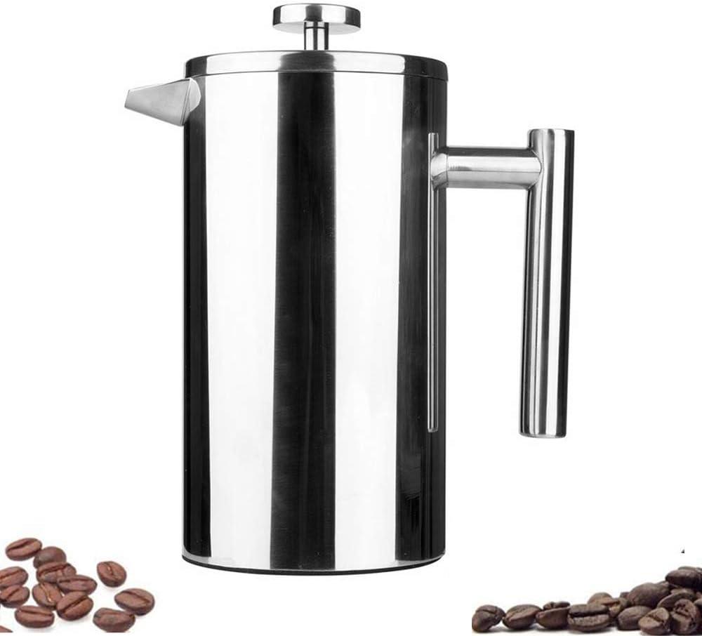 Small Stainless Steel French Press, 12oz Dual-Filter Coffee Plunger Pot Brewer and Maker for Individual Serving, Silver