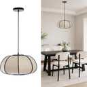 Pendant Light, Boho Bamboo Hanging Light with Adjustable Height, Large