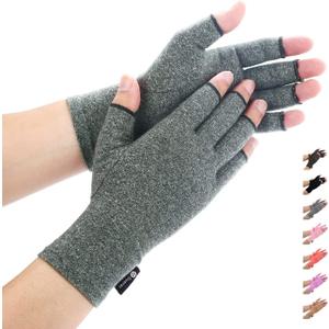 Duerer Arthritis Gloves Women Men, Carpal Tunnel, Rheumatiod, Tendonitis, Fingerless Hand Thumb Compression Gloves (Medium (1 Pair), Grey)