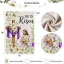 2 x He Is Risen Easter Garden Flag 12x18 Inch Double Sided Outside flag, Jesus, Lamb, Cross, Bouquet of Lilies Yard Outdoor Easter Holiday Decoration