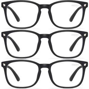 Gaoye Stylish Blue Light Glasses for Woman - Computer Glasses 99% Blue Light Blocking - Lightweight TR90 Frames - 3 pack (B4-matte Black*3)