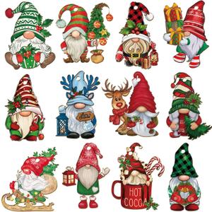 RINOLY 24pcs Christmas Gnome Hanging Ornaments, Wooden Christmas Tree Decorations