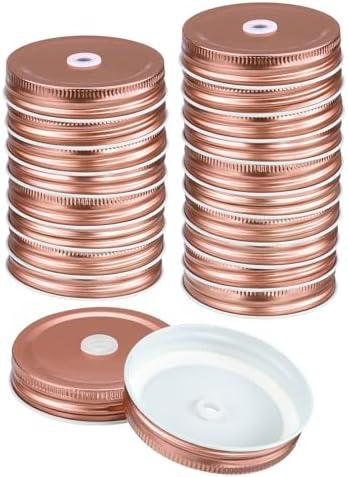 uxcell 28 Pcs Mason Jar Lids with Straw Hole, 70mm Tinplate Canning Lids Fits Regular Mouth Mason Jar, Drinking Lids Set Reusable for DIY, Drinking, Daily Food Storage, Rose Gold uxcell 28 Pcs Mason Jar Lids with Straw Hole, 70mm Tinplate Canning Lids Fits Regular Mouth Mason Jar, Drinking Lids Set Reusable for DIY, Drinking, Daily Food Storage, Rose Gold