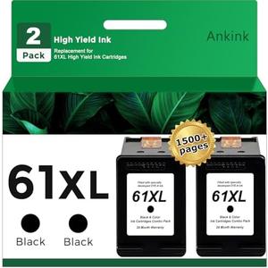 61XL Black Ink Cartridge Replacement for HP 61 XL HP61 HP61XL (2 Pack) Work with Envy 5530 4500 2540 4630 4501 4502 4635 3050 2542 2541 3510 3512 5535 2514 1000 1010 1510 Printer High Yield