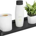 Toilet Paper Basket, Stainless Steel Toilet Tank Tray with Handle for Organizing - Toilet Paper Basket Storage for Toilet Tank, Bathroom, Kitchen Counter (Black)