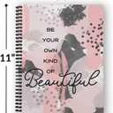 Softcover Own Kind of Beautiful 8.5" x 11" Motivational Spiral Notebook/Journal, 120 College Ruled Pages, Durable Gloss Laminated Cover, Black Wire-o Spiral. Made in the USA