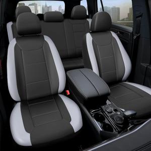 Premium Waterproof Car Seat Cover Full Set, Front and Rear Split Bench Seat Covers for Cars with Thicker Padding, Easy to Install Car Seat Cover Set (Grey) (Grey)