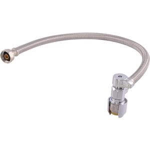 SharkBite Max 20 In. Stainless Steel Braided Faucet Connector with Angle Stop Valve, 1/2 Inch PTC x 1/2 Inch FIP, PEX Pipe, Copper, CPVC, PE-RT, HDPE, UR24657