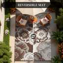 MontVoo Outdoor Rug 8x10 Waterproof Patio Rug-Outdoor Carpet Mat Reversible Plastic Straw Outside Outdoor Rug for RV Camping Picnic Beach Balcony Backyard Pool Deck Farmhouse Floral Beige Brown