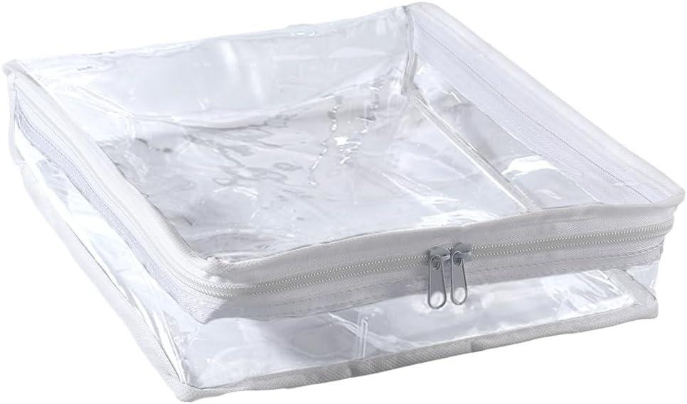 6 Packs 10.2 x 10.2 x 2.8 Inch Clear Plastic Sweater Bags Clear Clothing Pouches with Zipper Rectangle PVC Transparent Cosmetic Bags for Clothes Blankets Linen Quilt Pillow Organizer Storage