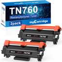 myCartridge Remanufactured Toner Cartridge Replacement for Brother TN760 TN-760 TN730 TN-730 for MFC-L2710DW MFC-L2750DW HL-L2350DW HL-L2370DW HL-L2395DW HL-L2390DW Printer(Black,TN760 2Pk)