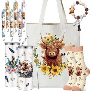 Skylety 5 Pcs Highland Cow Gifts Set for Women 20 oz Tumbler Floral Canvas Bag Pen Socks Silicone Keychain for Mom Sister Cow Lover Cute Christmas Birthday Gifts(Sunflower)
Amazon's Choice