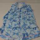 WDIRARA Women's 2 Piece Bow Print Pajama Set Short Sleeve Button Down Lounge Shorts Sleepwear Sets (Medium, Blue)