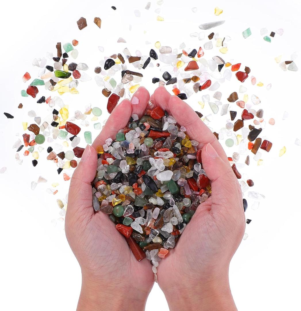 13 Packs Crystal Aquarium Gravel Polished Tumbled Stones, Irregular Shaped Crystal Chips, Natural Gemstone Rocks, Colorful Crushed for Vase Filler Fish Tank Gravel Home Decoration