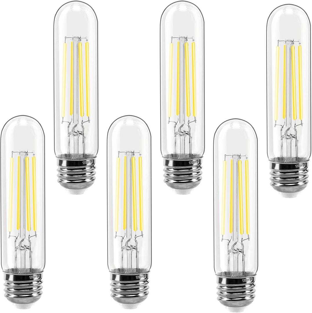E26 LED Bulb 6W Dimmable, LED Light Bulbs Daylight 5500K E26 Edison Bulb, 700lm Equal 60 Watt AC120V 5 Inch, T10 Led Bulb Tubular for Rustic Pendant, Chandeliers, Wall sconces Pack of 6 (6w 5 Inch 5500k)