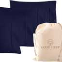 1000 TC Navy Blue Standard Pillowcases Set of 4 100% Egyptian Cotton Pillow Cases with Long Staple Cotton & Sateen Weave, Silky Soft Hotel - Like Bed Pillow Covers for Comfy Sleeping, Snug Fit, 4 Pc Standard / Queen Pillowcases, Navy Blue