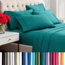 Bare Home Hotel Luxury King Sheet Set, Extra Soft - 6 Piece Set - Deep Pockets - Easy Fit - Cooling & Breathable - Wrinkle, Fade, Stain Resistant - Includes 4 Pillowcases (King, Emerald)