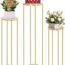 Rvggher 3Pcs Cylinder Stands for Party, Gold Cylinder Pedestal Stand for Parties, Metal Plant Cylinder Cake Table Stands for Flowers, Display Stand for Wedding, Party, Birthday, Festival, Party Decor