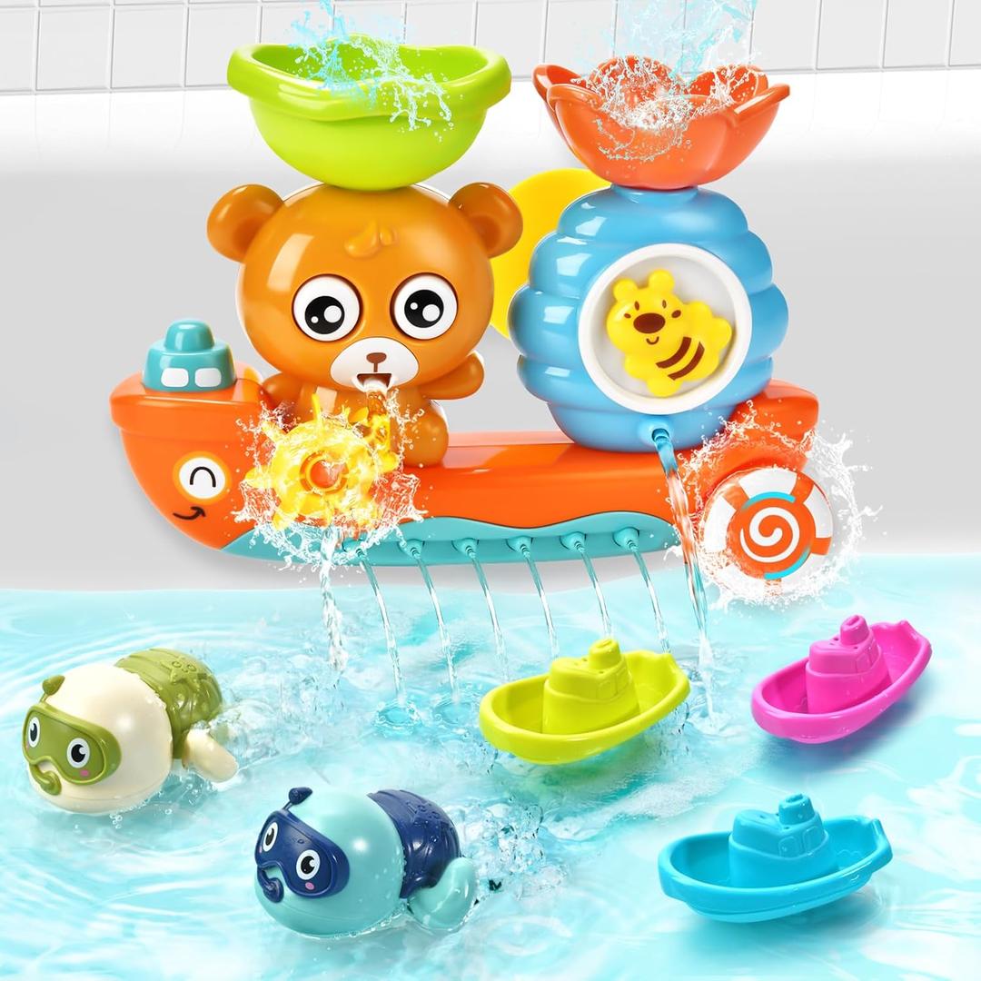 Baby Bath Toys Toddlers 1-3 Bear Kids Bath Tub Toys with 2 Turtle Swimming Wind up Water Toys & 3 Floating Boat Bathtub Toys for Infants Boys Girls 18+ Months Gifts Box Set Baby Bath Toys Toddlers 1-3 Bear Kids Bath Tub Toys with 2 Turtle Swimming Wind up Water Toys & 3 Floating Boat Bathtub Toys for Infants Boys Girls 18+ Months Gifts Box Set