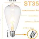 ST35 Replacement Bulbs,25 Pack Edison Light Bulbs fits C7/E12 Base,Shatterproof 5watt Incandescent Bulbs,String Light Bulbs for Indoor Outdoor Garden,Backyard,Warm White