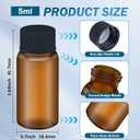 100Pcs 0.2Oz/5ml Brown Glass Vials with Screw Cap, Glass Sample Vial with PE Stopper, Leak-Proof Small Glass Bottles Jars Containers Essential Oil Bottles for Storage Liquid, Pills and Lab Use