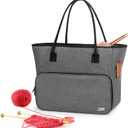 Yarwo Knitting Crochet Bag, Yarn Storage Tote Bag for WIP Projects, Yarn Skeins, Crochet Hooks and Knitting needles, Christmas & New Beginnings Gifts for Women, Gray (Bag Only, Patent Pending)