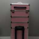 Makeup Rolling Train Case - Professional Cosmetics Organizer with Aluminum Frame, Folding Trays & Wheels, Portable for Travel & Studio (Pink)