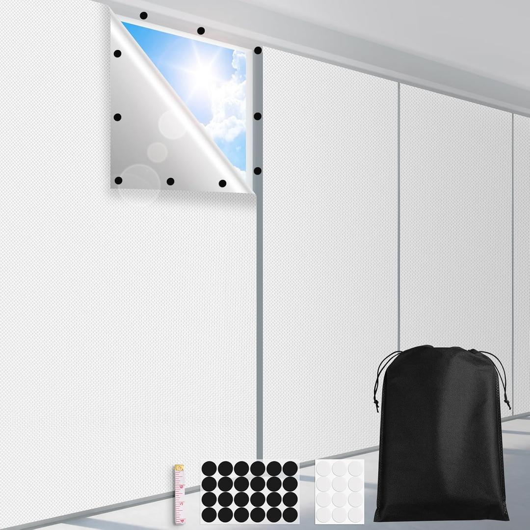 100% Blackout Curtains 79" x 57" Blackout Window Cover Travel Blackout Blinds for Nursery Bedroom Dorm Room Windows Temporary Blackout Shades for Night Shift Worker Traveler, White & Silver