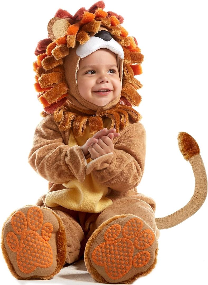 Spooktacular Creations Halloween Lion Costume Toddler with Toy Zebra, Kids Lion Costume for Baby Halloween Dress Up Party (12-18 Months)