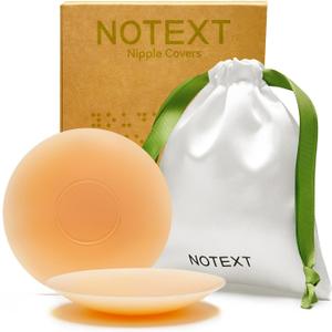 NOTEXT Reusable Silicone Nipple Covers - No Adhesive Center Pasties, Invisible Matte, Waterproof Sticky Bra with Bag