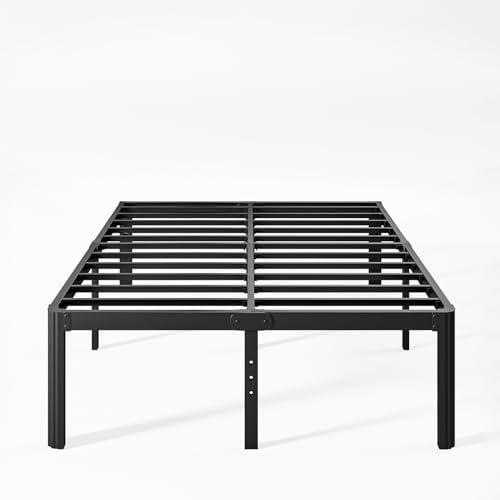 KERAMIK 18 Inch High Full Size Bed Frame No Box Spring Needed, Full Bed Frame Metal with Round Edge, Easy Assembly, Heavy Duty, Black