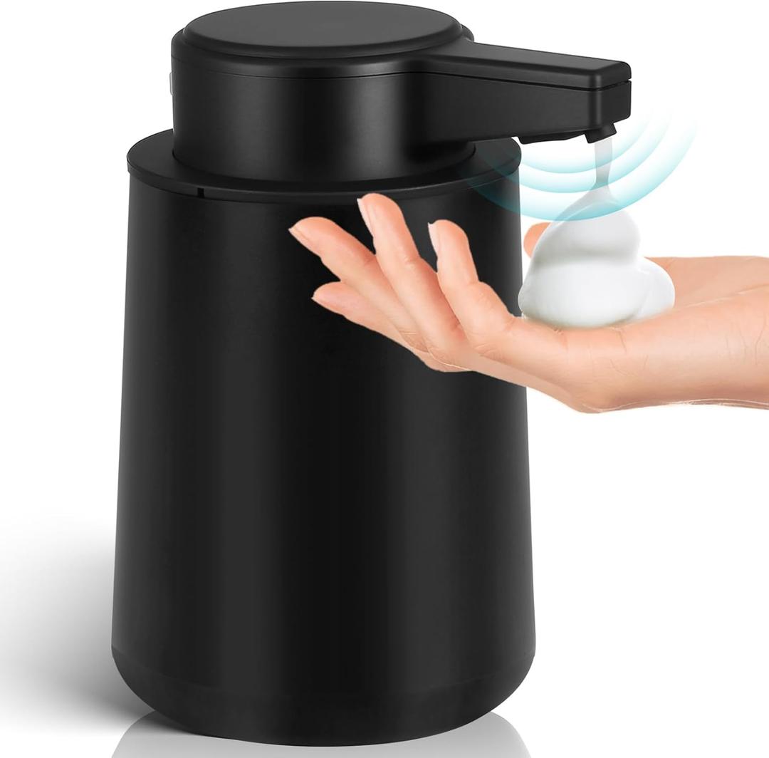 Automatic Soap Dispenser Foaming Touchless: 9oz Plastic Black Modern Rechargeable Electric Auto Foam Soap Dispenser - Bathroom Kitchen Hand Dish Lotion