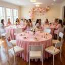 8 Pack Pink Round Tablecloth 120 Inch Table Cloth for Round Tables, Easter Spring Washable Polyester Fabric Stain and Wrinkle Resistant Decorative for Wedding Party Dining Banquet