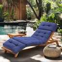 Outdoor Chaise Lounge Cushions, Waterproof Non-Slip Thickened Lounge Chair Cushion with Ties, Replacement Patio Pool Recliner Cushions for Outdoor Furniture, 74.4x21.7x4.5 Inches (Blue)