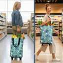 Small Collapsible Shopping Cart,Shopping Cart with Wheels,Folding (XFlower5)
