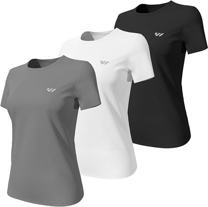 3-5 Pack Workout Shirts Women Running Quick Dry Crew Neck Gym Moisture Wicking T-Shirts Athletic Yoga Tee Top UPF 50+ S