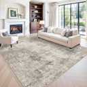 11x11 Square Area Rug for Living Room–Washable Non-Slip Soft Large Rug for Bedroom Playroom – Low-Pile Stain-Resistant Modern Abstract Neutral Indoor Carpet (Beige Grey,11ft)