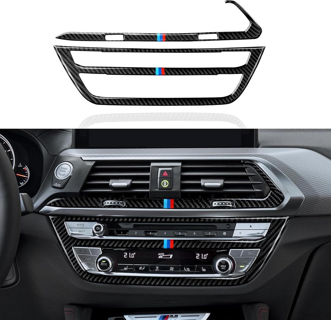 2PCS Car CD Panel Trim Center Console Cover Carbon Fiber Sticker Decal fits for BMW X3 G01 X4 G02 2018 2019 2020 2021 Accessories