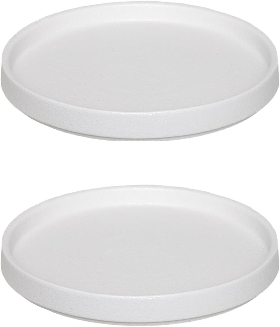 Ceramic Plant Saucer 7 Inch, 2 Pack Round Plant Trays for Indoors/Outdoors, Flower Pot Saucers for Holding Water Drips and Soil, Ceramic Drainage Tray for Plant Pot (Frosted White)