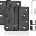 Self Closing Door Hinge 4 inch Matte Black Auto Close Hinges Adjustable 4 x 4 Inch Spring Hinges Door Closer Hinge 1/4" Radius Corner Commercial Auto Self-Closing Hinge UL Listed, 2 Pieces