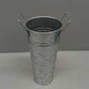 6 PCS 9 Inch Tall Galvanized Flower Bucket with Handles, Metal Vase for Cut Flowers, Country Wedding, Table Centerpiece Decorations,Vintage Style Flower Containers, by GENHAKON.